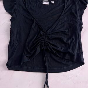 Aritzia Sundeh Black Ruched Crop Top